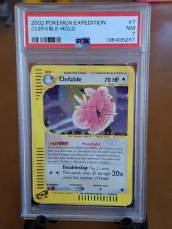 2002 Pokemon Expedition Clefable Holo #7 - PSA 7 - NEAR MINT CLEAN - Image 1