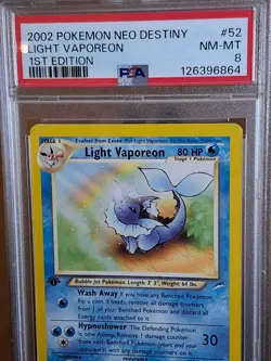 2002 Pokemon Neo Destiny Light Vaporeon 1st Edition #52 - PSA 8 NM-MINT CLEAN! - Image 2