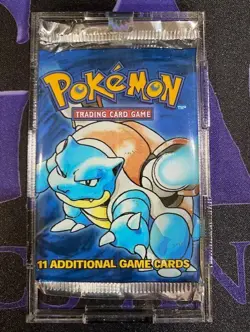 Pokemon Base Set Booster Pack 1999 Unlimited WotC Factory Sealed (Blastoise Art) - Image 1