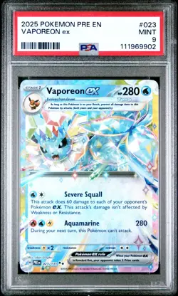 POKEMON 2025 VAPOREON ex PRISMATIC EVOLUTIONS #023 PSA 9 - Image 1