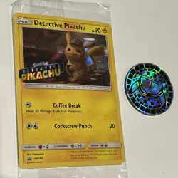 Pokemon SEALED Detective Pikachu SM190 Promo with Holo Coin - Image 1
