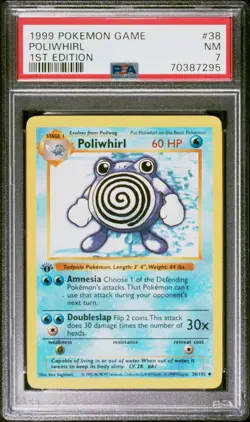 POKEMON 1999 POLIWHIRL 1ST EDITION #38 PSA 7 - Image 1