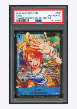 One Piece PSA AUTH Nami R Promo 2025 OP09-050 Championship 25-26 Top 64 English - Image 1