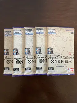 One Piece Extra Booster Anime 25th Collection EB-02 Five 5 Packs Lot English - Image 1