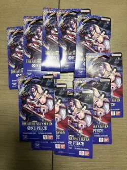 (10) One Piece OP14 THE AZURE SEA’S SEVEN Sleeved Booster Pack LOT - Image 1