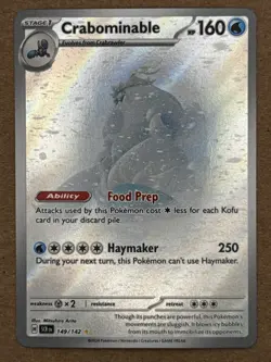 Pokemon TCG Stellar Crown Crabominable Illustration Card 149/142 Rare English - Image 1