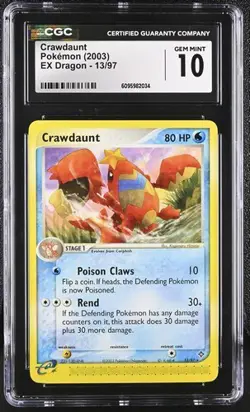 Pokemon Crawdaunt 2003 EX Dragon 13/97 CGC 10 - Image 1