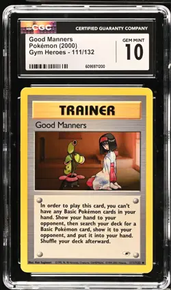 Pokemon 2000 Good Manners Gym Heroes 111/132 CGC 10 - Image 1