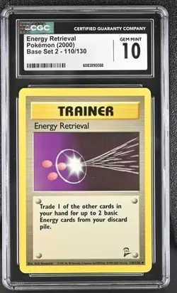 Pokemon Energy Retrieval 2000 Base Set 2 110/130 CGC 10 - Image 1