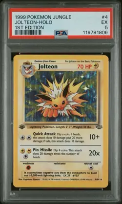 1999 Pokemon Jungle 1st Edition #4 Jolteon-Holo PSA 5 Excellent - Image 1
