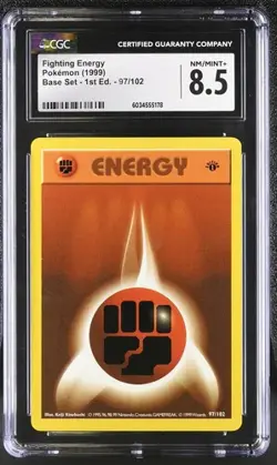 Graded Pokemon - Fighting Energy (97/102) Base Set 1st Edition CGC 8.5 - Image 1