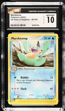 Pokemon Marshtomp 2003 EX Ruby & Sapphire 40/109 CGC 10 - Image 1