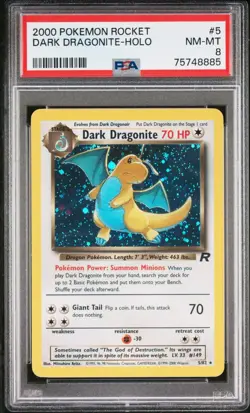 [PSA 8] Dark Dragonite 5/82 Team Rocket Holo Pokemon - Image 1