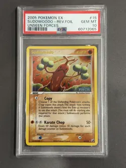 2005 POKEMON EX UNSEEN FORCES REVERSE HOLO SUDOWOODO PSA 10 - Image 1