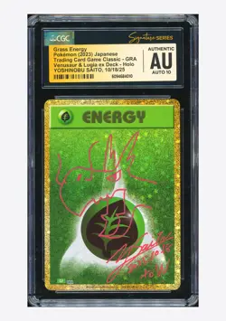 Pokemon CGC AUTH AUTO 10 Grass Energy Holo Yoshinobu Saito 2023 #GRA CLF JPN - Image 1