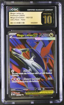 CGC 10 Pristine Mega Latias ex 163/132 Ultra Rare Pokemon Mega Evolution Base B - Image 1