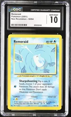 Pokemon Remoraid 2001 Neo Revelation 50/64 CGC 10 - Image 1