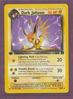 1999 Pokemon First Edition Fossil Dark Jolteon 38/82!! - Image 1