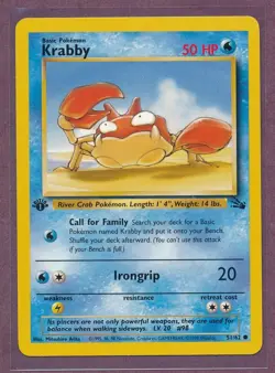 1999 Pokemon First Edition Krabby 51/62!!! - Image 1