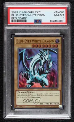 Blue-Eyes White Dragon YuGiOh Legendary Collection Kaiba Reprint PSA 8 - Image 1