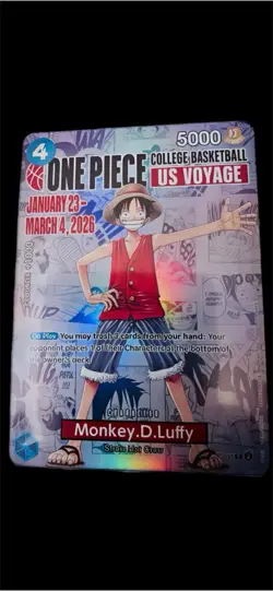 One Piece Monkey D Luffy College Basketball US Voyage Game Card Gonzaga 1/31/26 - Image 1