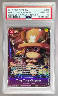 Tony Tony Chopper 2025 One Piece Championship Finalist Promo OP07-066 PSA 10 - Image 1