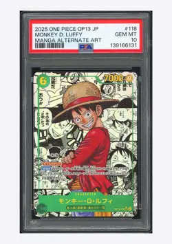 One Piece PSA 10 Monkey D Luffy Manga Alternate Art 2024 OP13-113 OP13 Japanese - Image 1