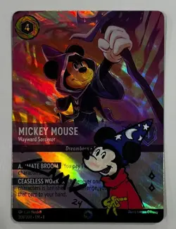 Disney’s Lorcana Mickey Mouse Wayward Sorcerer Enchanted 208 Signed Sketched! - Image 1