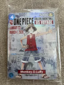 One Piece Monkey D. Luffy US College Basketball SEALED Promo Card (RUTGERS) - Image 1