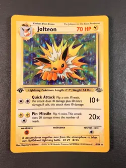 Jolteon Jungle Set 4/64 1st Edition Halo Pokemon TCG Card - Vintage - Image 1