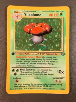 Vileplume Jungle Set 15/64 !st Edition Halo Pokemon TCG Card - Vintage - Image 1