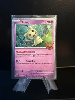 POKEMON MIMIKYU 037/091 COSMOS HOLOFOIL WITH SWIRL TRICK OR TRADE NM CARD - Image 1