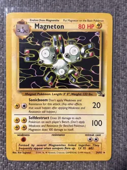 Pokemon TCG Magneton Fossil Card 26/62 Unlimited Non-Holo Rare, LP Condition - Image 1