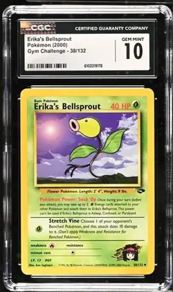 Pokemon Erika's Bellsprout 2000 Gym Challenge 38/132 CGC 10 - Image 1