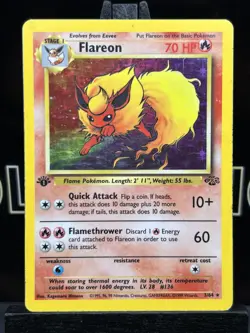 Pokemon TCG Flareon Jungle 3/64 Holo 1st Edition Holo Rare LP - Image 3