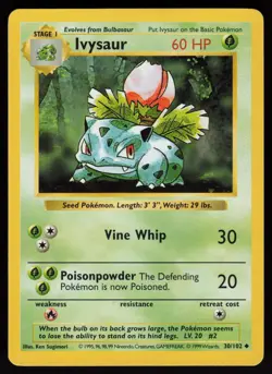 Ivysaur 30/102 Uncommon Shadowless Base Set Pokemon - Image 1