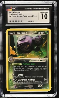 Pokemon Dark Weezing 2004 EX Team Rocket Returns 42/109 CGC 10 - Image 1