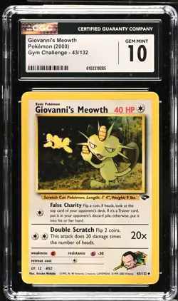 Pokemon 2000 Giovanni's Meowth Gym Challenge 43/132 CGC 10 - Image 1