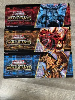 Yugioh Set of All 3 Battle Pack 2 War of the Giants Playmats!! Slifer Obelisk Ra - Image 1
