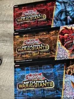 Yugioh Set of All 3 Battle Pack 2 War of the Giants Playmats!! Slifer Obelisk Ra - Image 3