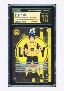 One Piece CGC 10 PRISTINE Monkey D Luffy L Promo 2025 ST13-003 BVB English - Image 1