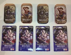 4x One Piece Tin Pack Set Vol 2 OP-13 & 4x Azure Seas Boosters OP-14 SHIPS TODAY - Image 1
