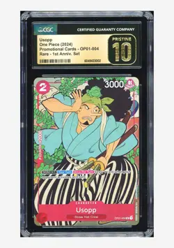 One Piece CGC 10 PRISTINE Usopp R Promo 2024 OP01-004 1ST Anniversary English - Image 1