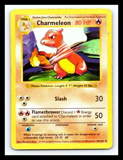 💥 Charmeleon 24/102 Base Set Shadowless Pokemon 1999 WOTC TCG Vintage Card Rare - Image 1