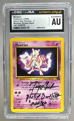 0026 Jay Goede 1999 Pokemon Promo Mewtwo VA on Card Auto CGC AUTH - Image 1
