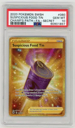Pokemon Card Suspicious Food Tin 080/073 Holo Champions Path PSA 10 GEM MINT - Image 1