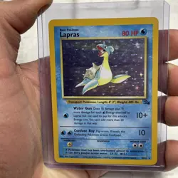 Pokemon TCG Lapras 10/62 Holo Unlimited Fossil Pokemon WOTC Vintage Rare MP+ Vtg - Image 1