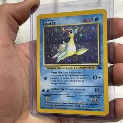 Pokemon TCG Lapras 10/62 Holo Unlimited Fossil Pokemon WOTC Vintage Rare MP+ Vtg - Image 2