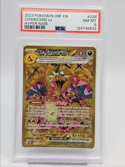 CHARIZARD EX 2023 POKEMON OBSIDIAN FLAME HYPER RARE 228/197 PSA 8 Q0004 - Image 1
