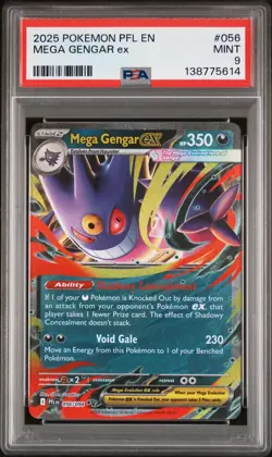 2025 POKEMON PFL EN-PHANTASMAL FLAMES #056 MEGA GENGAR EX PSA 9 - Image 1